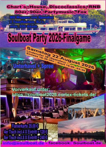 Tickets für Soulboat 2026 Finalgame am 22.08.2026 - Karten kaufen